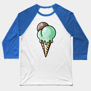 Cute mint and chocolate ice cream cone Baseball T-Shirt